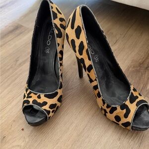 Aldo Animal Print Peep Toe Heels